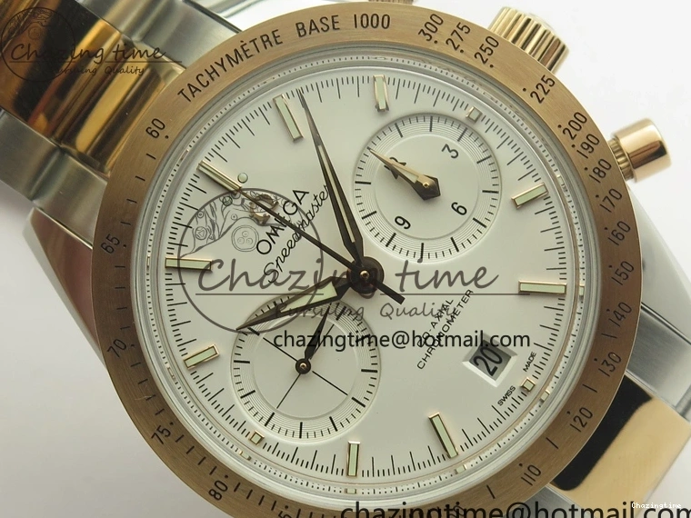 0212 Thermal Speedmaster ’57 Co-Axial SS RG OMF 1:1 Best Edition White Dial On SS RG Bracelet A9300 (Free Leather Strap) 8074